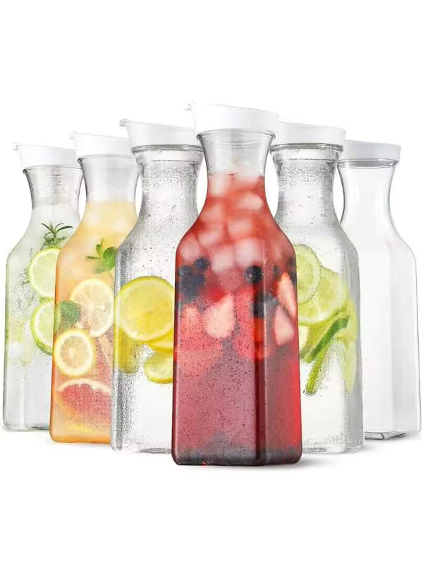1pc Square Shaped Plastic Water Bottle With Lid, Transparent Juice Container, Anti-fall Milk & Juice Bottle, Cold-press Juice Dispenser Bottle