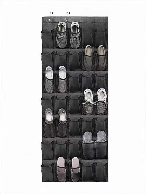 1pc Mesh Bag Shoe Storage Rack With Hook, Multi-Grids Hanging Back Shoe Storage Door Bag, Space Saving Storage Bag Sundry Storage Bag, Fabric Wardrobe Sundry Shoe Storage Bag For Small Business Owners/Stores/Retailers/Home/Travel(Black,Gray,White)