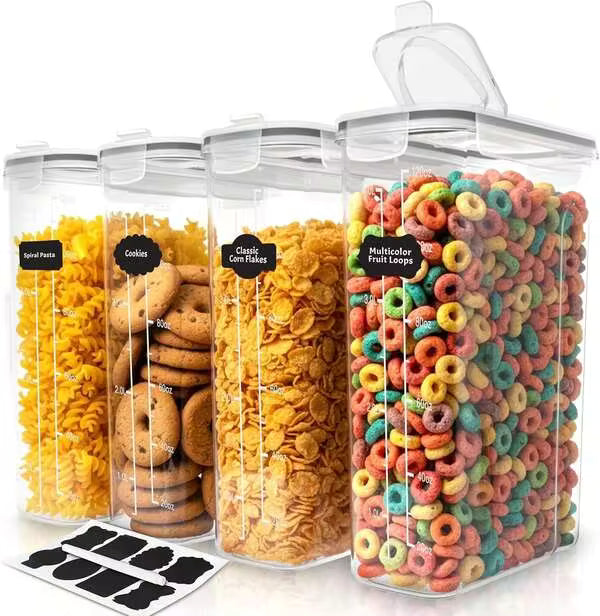 4 PCS Cereal Containers Storage Set , Airtight Food Storage Containers For Pet Food Nuts,Cereal Dispenser For Kitchen Pantry Organization.{120OZ)