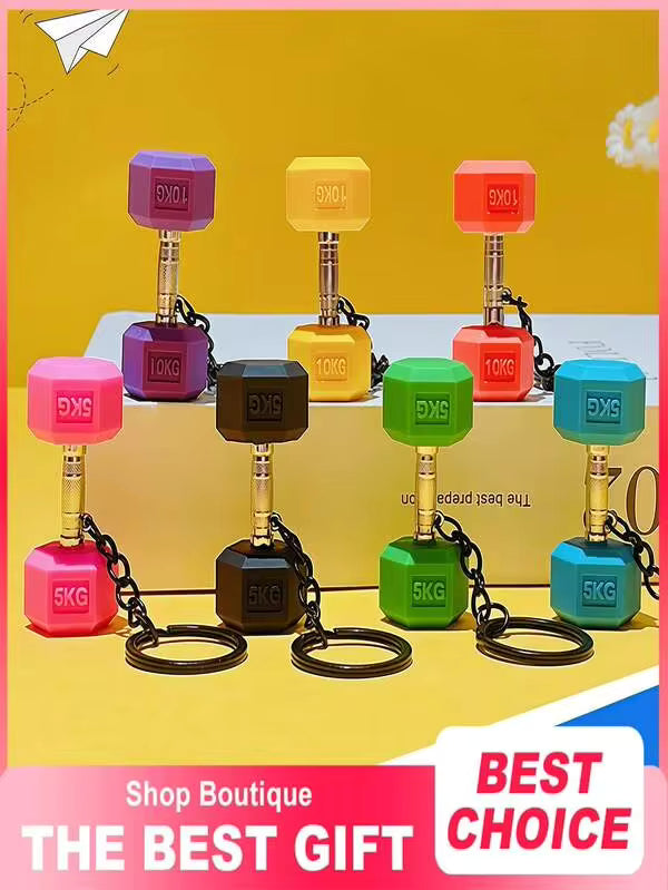 1/5PcsFitness-Themed Keychain-Featuring A Mini-Dumbbell Design Crafted From Pvc Material, This Item Serves Perfectly As A Backpack Charm Or Car Keychain. It Makes An Ideal Gift For Fitness Enthusiasts And Is An Excellent Choice For Father'S Day.