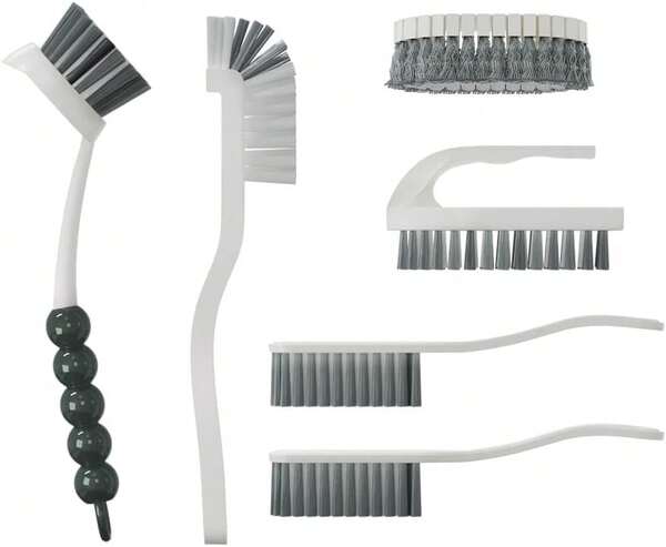 CN1ST 6 PCS Cleaning Brush, Scrub Brush Set For Kitchen And Bathroom Household Use With Various Brushes For Cleaning Dishes, Tiles, Corners And Floors