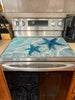 1pc Blue Starfish Design In Transparent Ocean Water, Measuring 20.5 By 28.5 Inches. Made From Polyester, These Stove Top Covers Are Heat Resistant, Oil-Proof, Non-Slip, And Washable, Perfect For Summer Kitchen And Beach-Themed Decoration